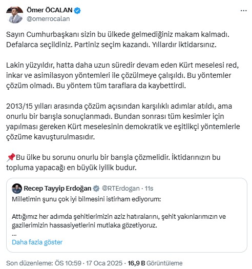 yoksa son teroriste kadar bitirecegiz mesajina alinti jr ocalanin erdogandan talebi 1 EXlWmSPf