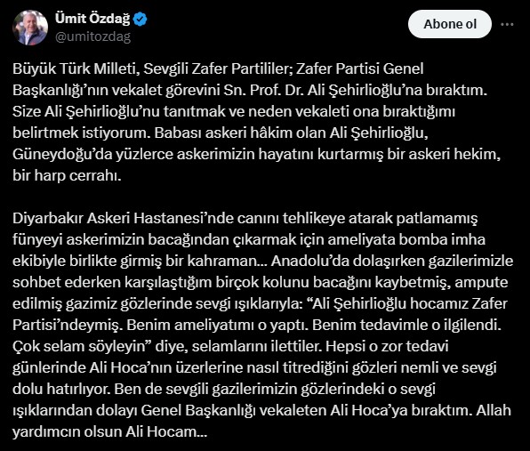 umit ozdag duyurdu zafer partisine yeni genel baskan 3
