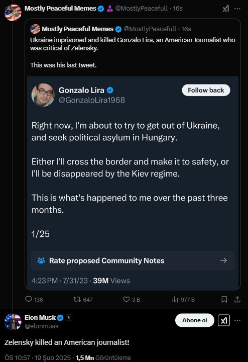 elon musk zelenskiyi bir gazeteciyi oldurmekle sucladi 0