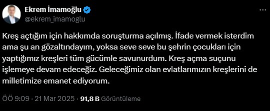 ekrem imamoglu kres acmak sucsa bu sucu islemeye devam edecegim 0 BqEMAOrO